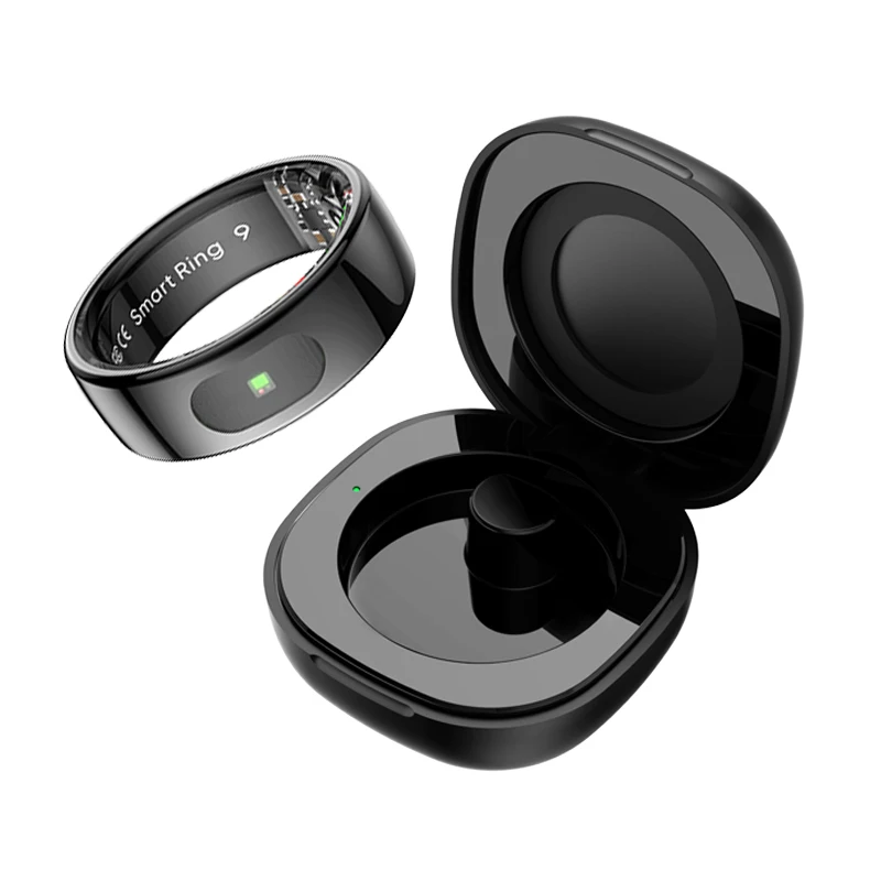 New R08 Smart Ring Men Women with Charging Case, Skin Temperature Health and Sleep Monitor 5ATM Waterproof For Andriod IOS Phone