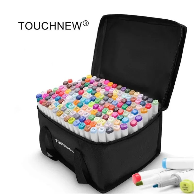

Touchnew 30/40/60/80/168 цветных художественных маркеров, набор двуглавых художественных маркеров для эскизов, маслянистые маркеры на спиртовой основе для анимации манги