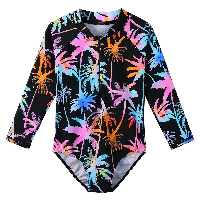 4 -11 سنة ملابس سباحة للفتيات بعامل حماية من الأشعة فوق البنفسجية 50 + ملابس سباحة للأشعة فوق البنفسجية واقية من الشمس قطعة واحدة ملابس بحر مع سحاب بدلة ركوب الأمواج Rashguard #6