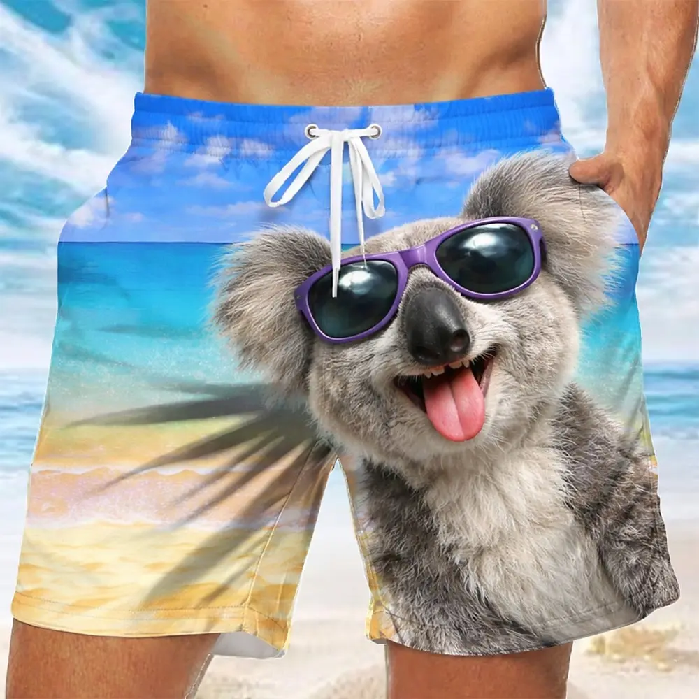 Fashion Printed Casual Men Shorts Summer Elastic Waist Outdoor Travel Vacation All Match Trendy Male Short Trousers