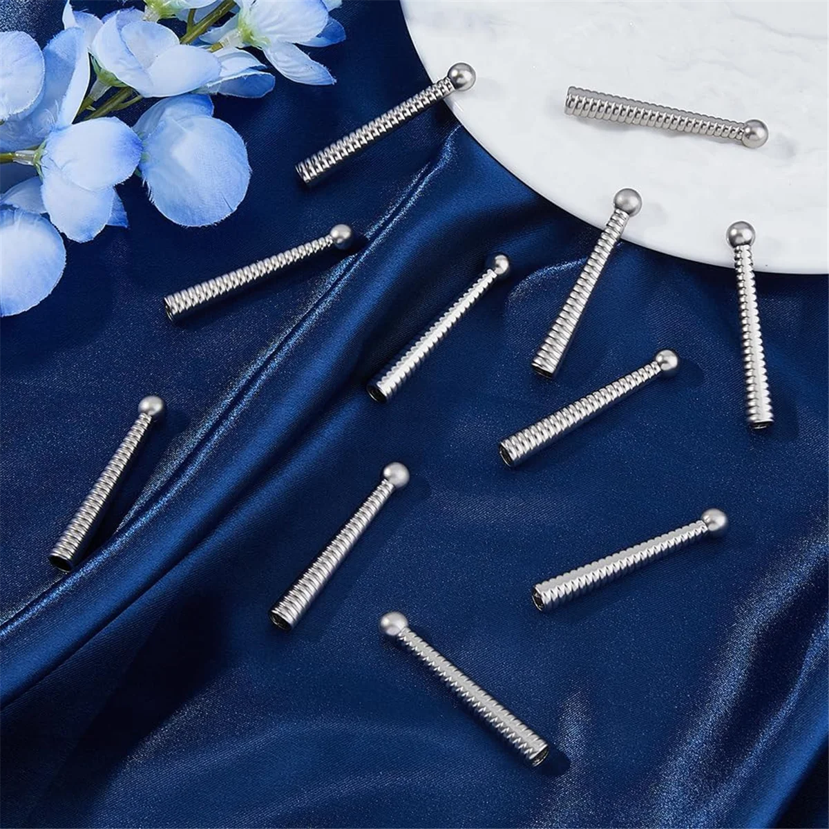 ABQR 20Pcs Silver Bolo Tie Tips End Caps Long Alloy Cord Ends Bolo Tie Tips Bolo Cap Replacement Findings for Bolo Tie