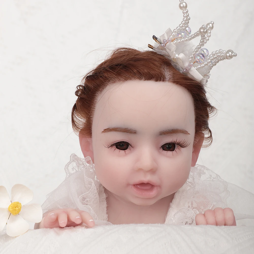 Herpinker Platinum Silicone Soft Lifelike preemy Full Body Silicon Baby Reborn Girl cute doll Handmade 3D Painted Newborn Baby