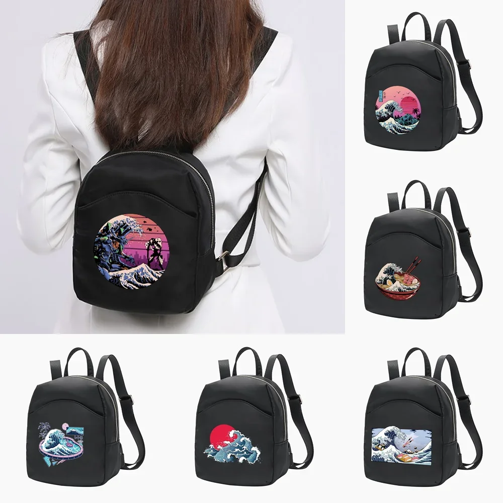 School Backpacks Trend 2024 Cute Student Bag for Girls Small Daypack Cosmetic Organizer Wave Pattern Series Bookbags