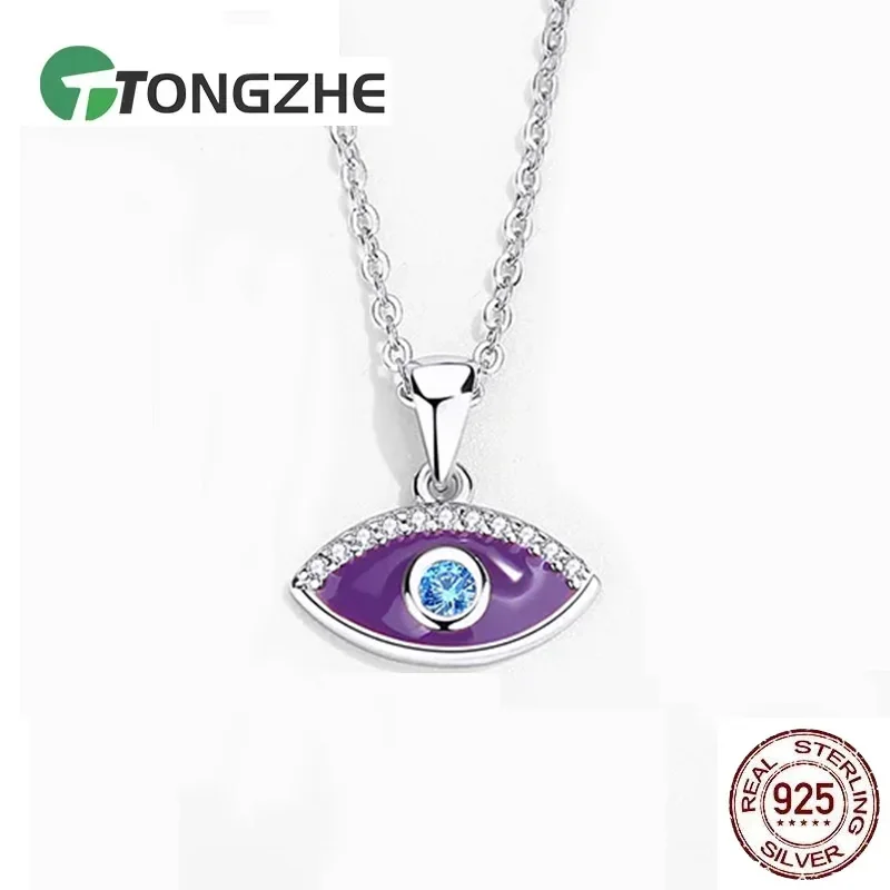 

TOONGZHE Evil Eye, ожерелье из стерлингового серебра 925 пробы, кулон, колье для женщин, турецкие аксессуары на шею, ювелирные изделия дружбы, счастливый подарок