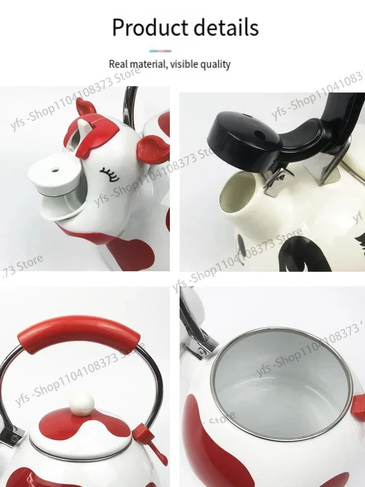 99 New Whistle Kettle Cartoon Stainless Steel Enamel Color Gas Open Fire Induction Cooker Enamel Coffee Pot