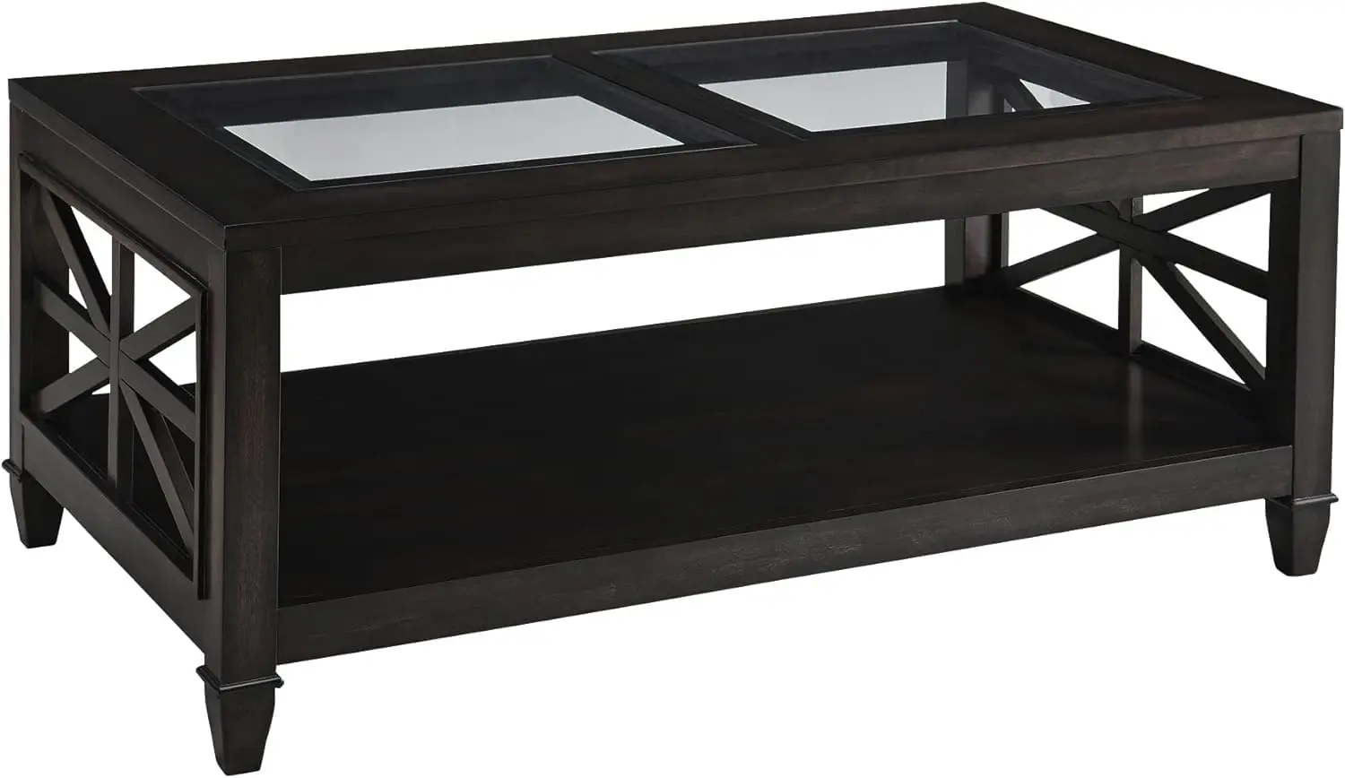 

Журнальный столик из цельного дерева со столешницей из закаленного стекла, современный винтажный журнальный столик из орехового дерева 45,5 x 26 дюймов для гостиной, по индивидуальному заказу