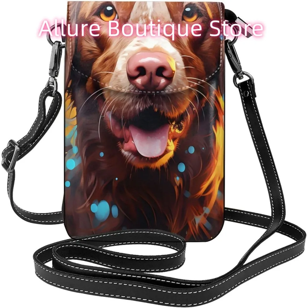 

Cartoon Golden Retriever Dog Crossbody Bag for Women PU Leather Small Travel Cell Phone Pouch Lightweight Mini Phone Purse Walle