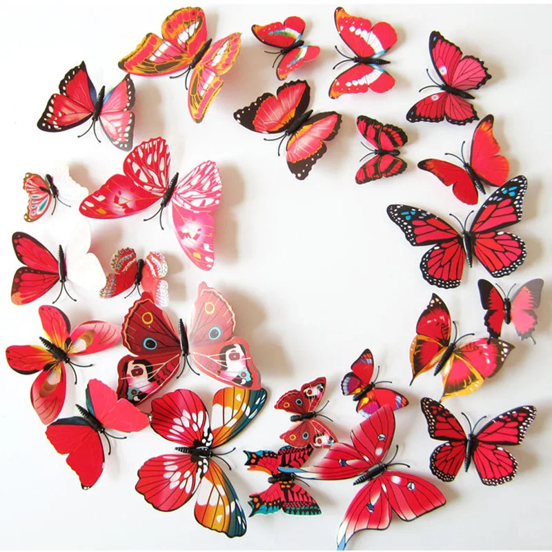 3D Butterfly Wall Stickers Colorful Magnet Fridge Decor Simulation Butterfly PVC Decal Home Decoration DIY Art Mural Stickers