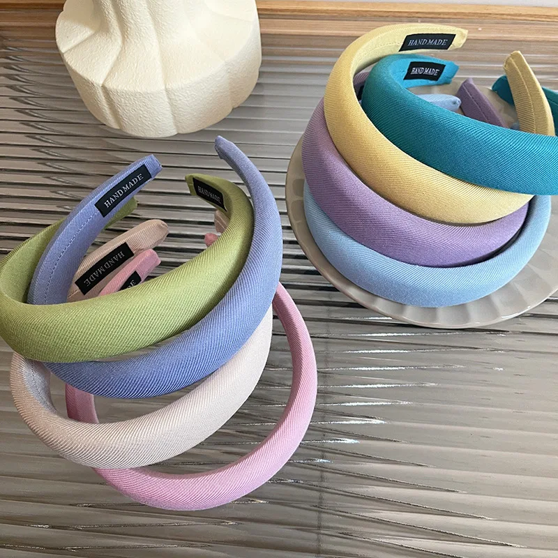 Spring Hairbands Solid Colors Sponge Headbands for Women Makeup Shower Hair Accessories Girls Summer Fashion Daily Head-wear