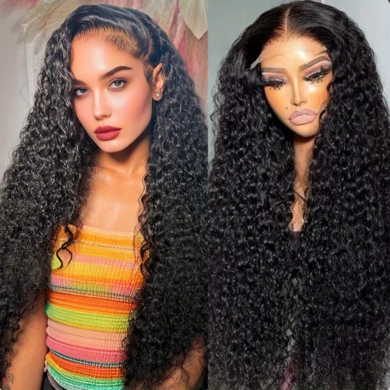 250%高密度ディープウェーブレースフロントウィッグ透明13x4 HDレースフロント人毛ウィッグ巻き毛人毛レースフロントウィッグ