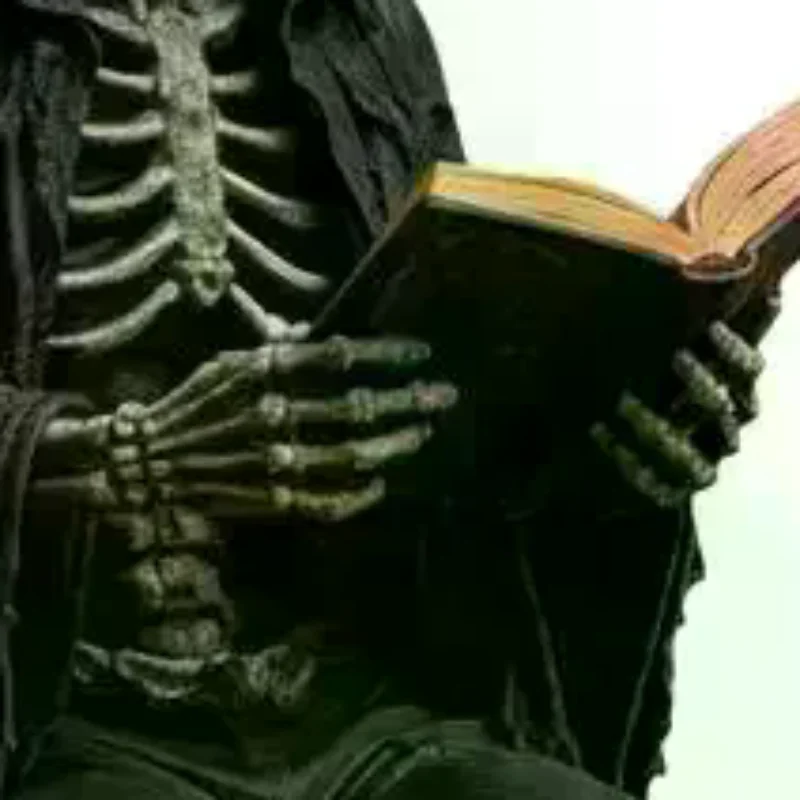Grim Reaper Reading Statue Resin Black Hooded Skull Miniature Halloween Desktop Gothic Decor