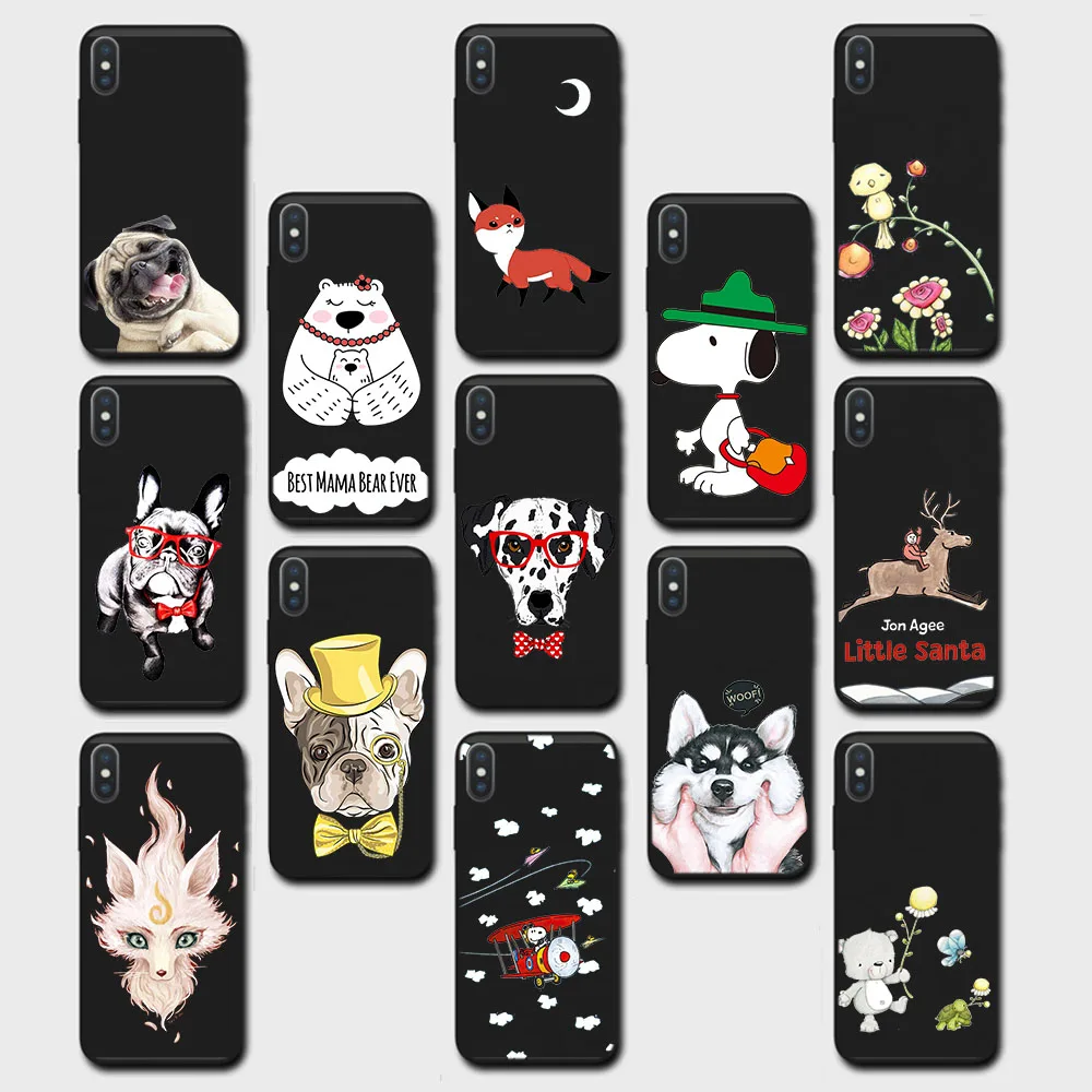 Black Hollow Out Case for Huawei Y7 Y7A Prime Nova 2 2I 3 3I 4E 5T 7 SE Lite Soft Casing ZB10 Dog Animal