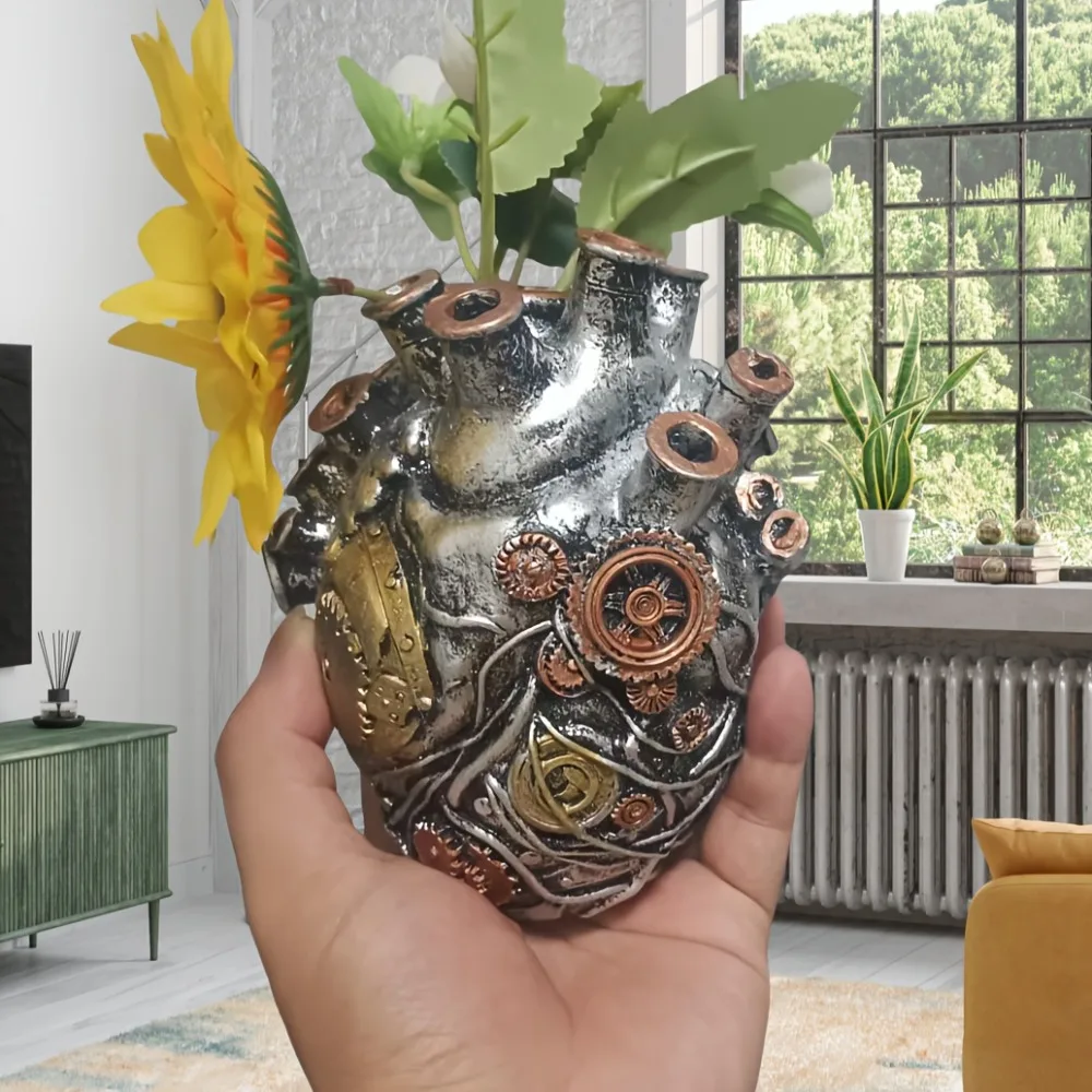 Heart Vase Fun Vases For Flowers With Multiple Holes Resin Modern Anatomical Heart Design Plants Pot Centerpieces For Home Decor