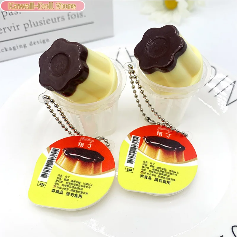 Soft NEW Fidget Toy Novelty Pudding Squeeze Decompress Toy Keychain Cute Stress Relief Toys Backpack Pendant Kids Adults Gift