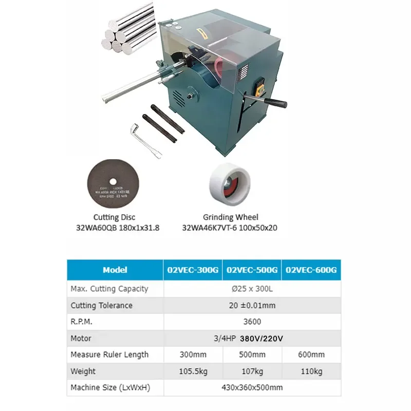 VEC-500G High Speed Ejector Pin Cutting Off and Grinding Machine 500mm Length Ruler Tool Grinder