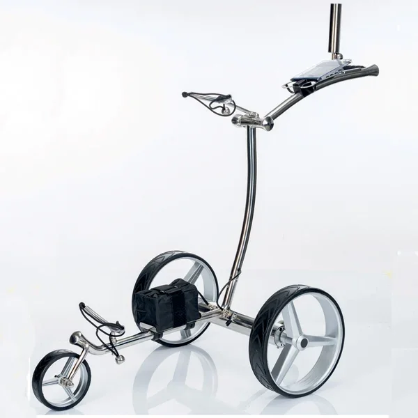 

Factory Manufacture Portable Golf Trolley Electric Lithium Remote Control Folding Golf Bag Trolley With Three Wheels