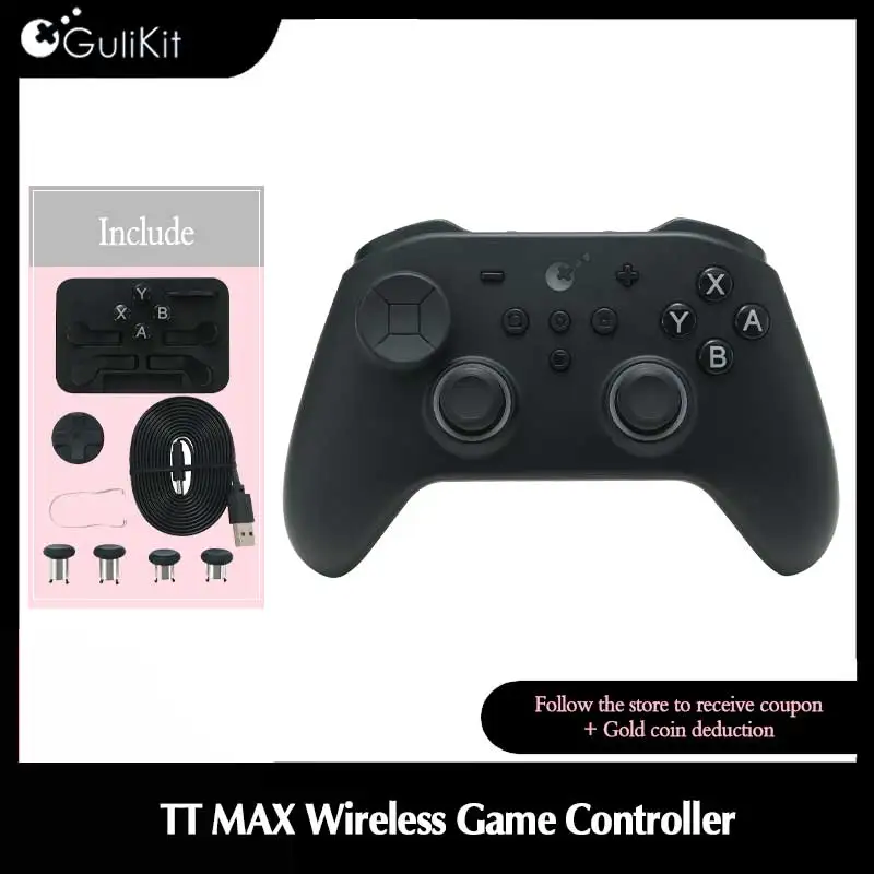 GuliKit TT MAX 무선 게임 컨트롤러, 스위치 1/2 PC용 장력 조절 가능 TMR 조이스틱이 있는 게임패드 Windows Android iOS
