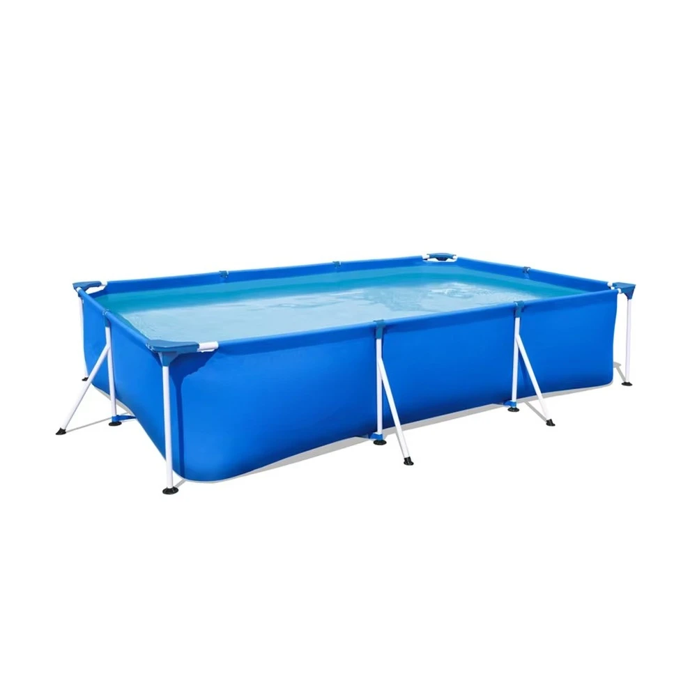 56404 3.00 m X 2.01 m X 66 cm Blue Rectangular Metal Steel Frame Family Outdoor Swimming Pool with PVC for Home Use
