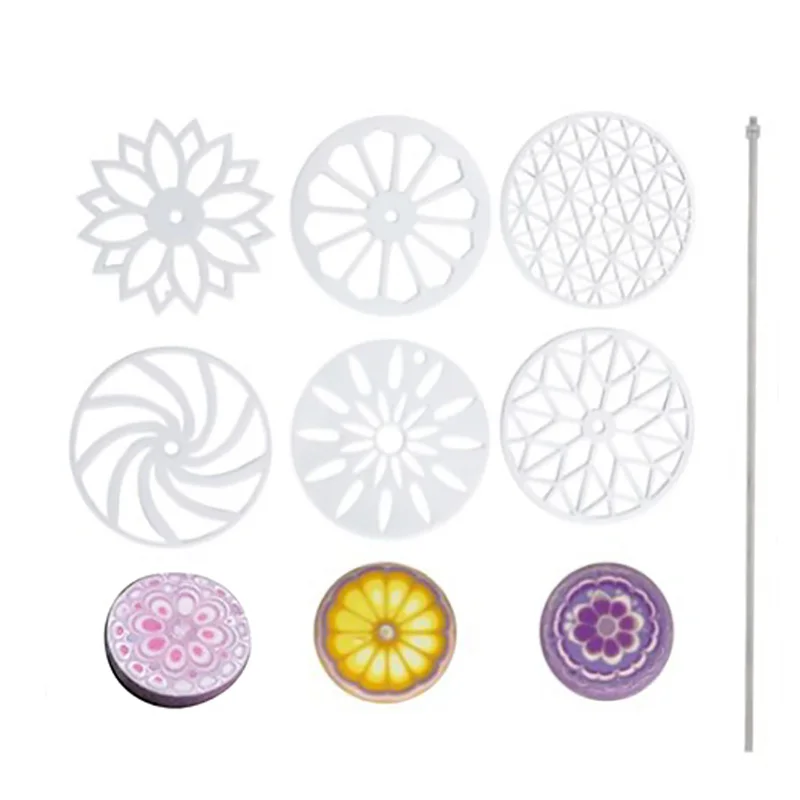 Round Soap Mold Tools, Silicone Swirl Partition Flower Templates, Soap Kaleidoscope, Pull Through Mould with Stick, 6 Styles,