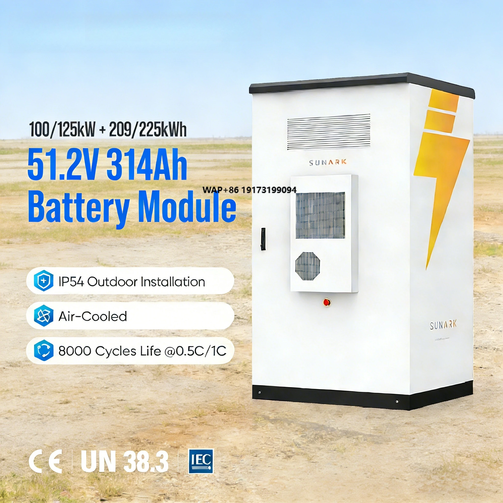 

Sunark 125KW 225kWh All in One Energy Storage System BESS Container 8000 Cycles Solar Battery