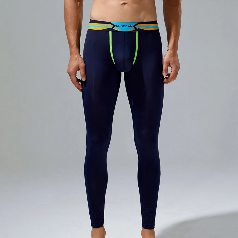 

Mens Elastic Long Johns Sexy Base Layer Transparent Mesh Underwear Tight Legging Pants Seamless Gym Fitness Pants