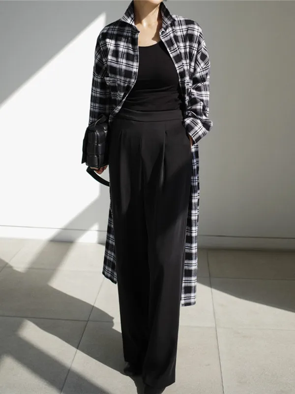 Tannt Vrouwen Lange Geruite Shirt Losse Herfst Winter Lange Mouw Leisure Alle Match Shirt Jurk Blouse Vrouwelijke Top 2025