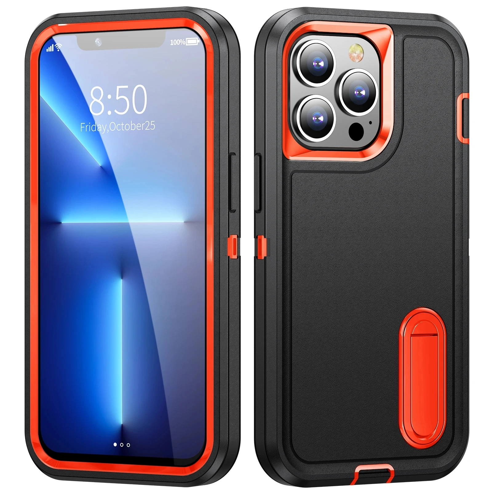 3IN1 For iPhone 16 15 13 12 11 14 Pro Max  X XR XS SE 8 7 Plus Heavy Duty Shockproof Armor Kickstand dustproof Phone Case