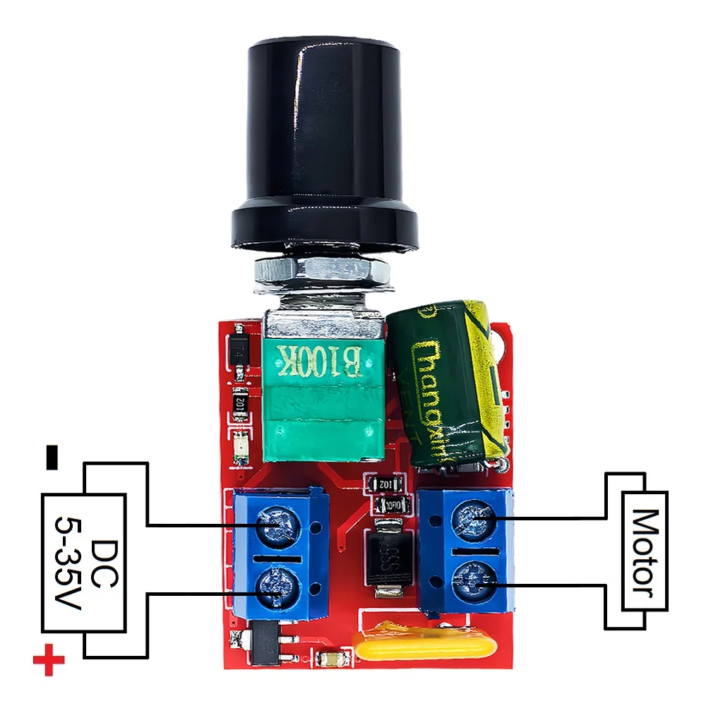 PWM Max 90W Mini 5A Speed Controller Motor Module DC-DC 3V 6V 12V 24V 35VDC Speed Regulator Adjustable Control Switch LED Dimmer