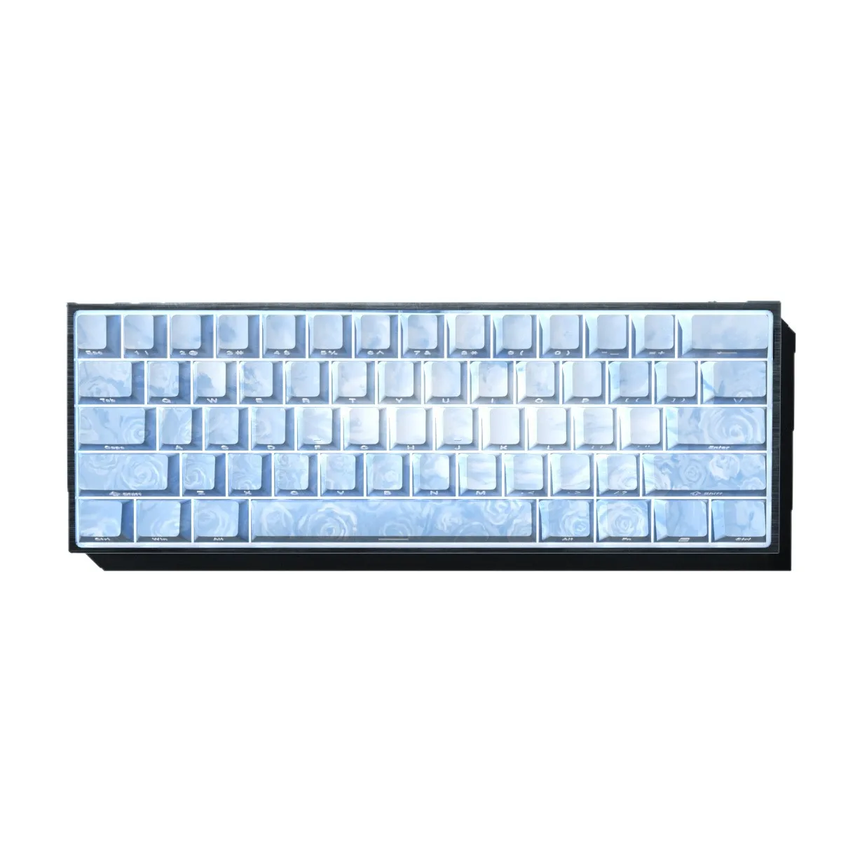 Rose Coast keycaps boxed side engraved translucent original custom keycaps five-sided hot sublimation cherry blossom powder woot