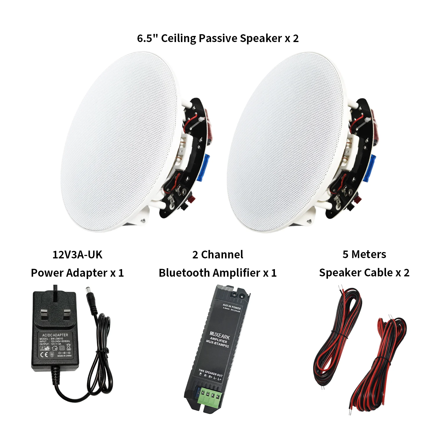 2 Stuks 6.5 ''In Plafond Bluetooth Speakers 300W 2-Way Inbouw Luidsprekers Systeem Met Versterker Ontvanger voor Indoor Badkamer