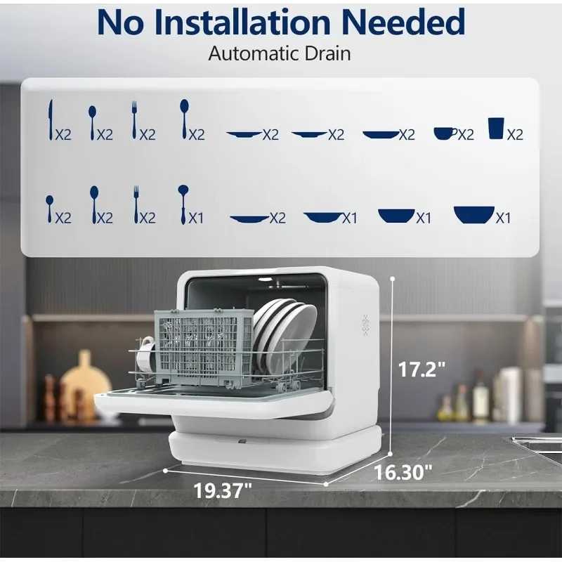 COWSAR-lavavajillas de encimera con tanque de agua incorporado, 2 galones, 6 modos de lavado, pulverizador Dual de 360 °, 167 ℉