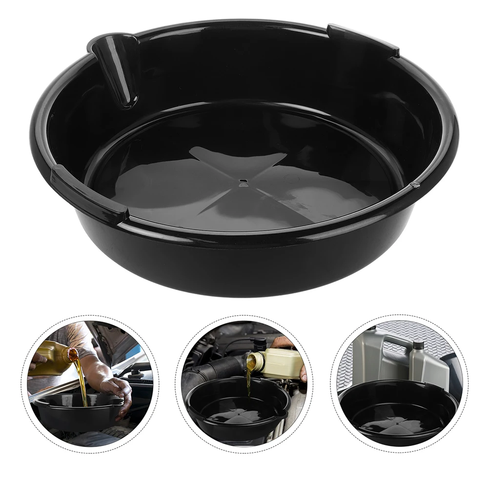 

2pcs Drain Pan For Car Maintenance Black Plastic Reusable Durable Spill Prevention Easy Clean Fluid Collection Under Car Drip