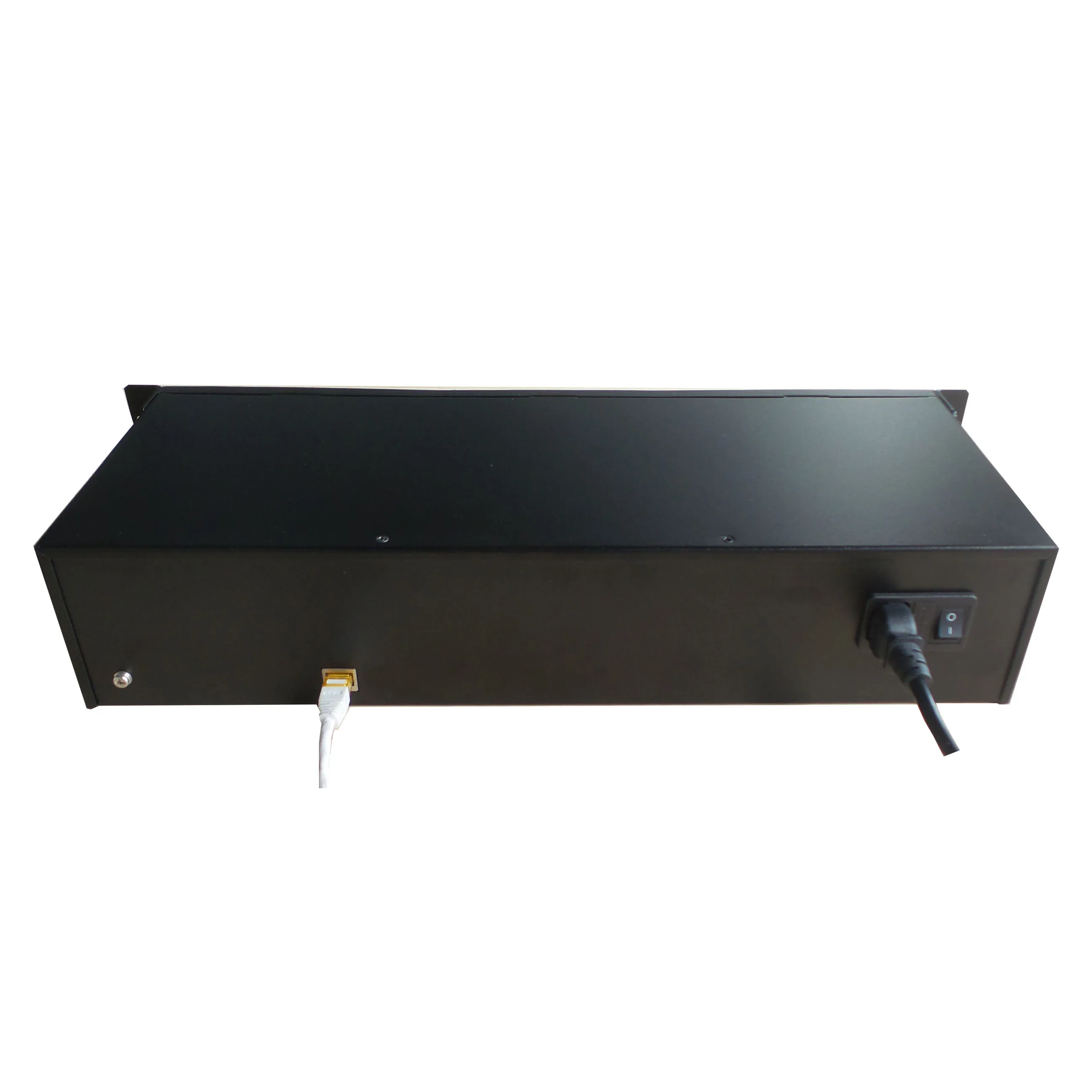 Horloge électronique synchronisée POE NTP montée sur rack à LED rouge 2,3", boîtier en métal noir