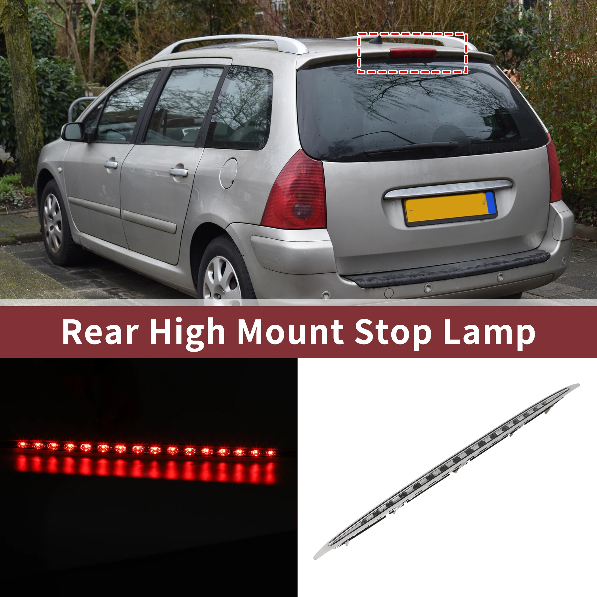 

UXCELL LED Third Brake Light for BMW E63 E64 6-series 2004-2007 No.63256911909 White 3rd High Mounted Stop Lamp ABS Rear Center