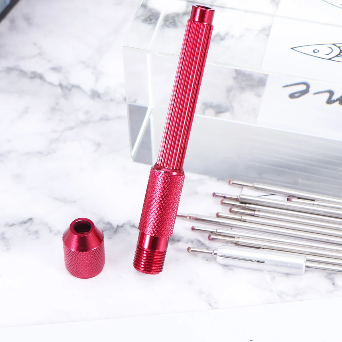 

20pcs Tattoo Pen Cores For Skin Marker Doodler Fine Point Tips Supplies Core Pen Red Holder Purple Refill