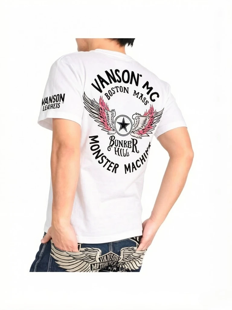 2026 Men's Oversized T Shirt Vintage Biker Wing Star Graphic Print Short Sleeve Cotton Unisex Tee