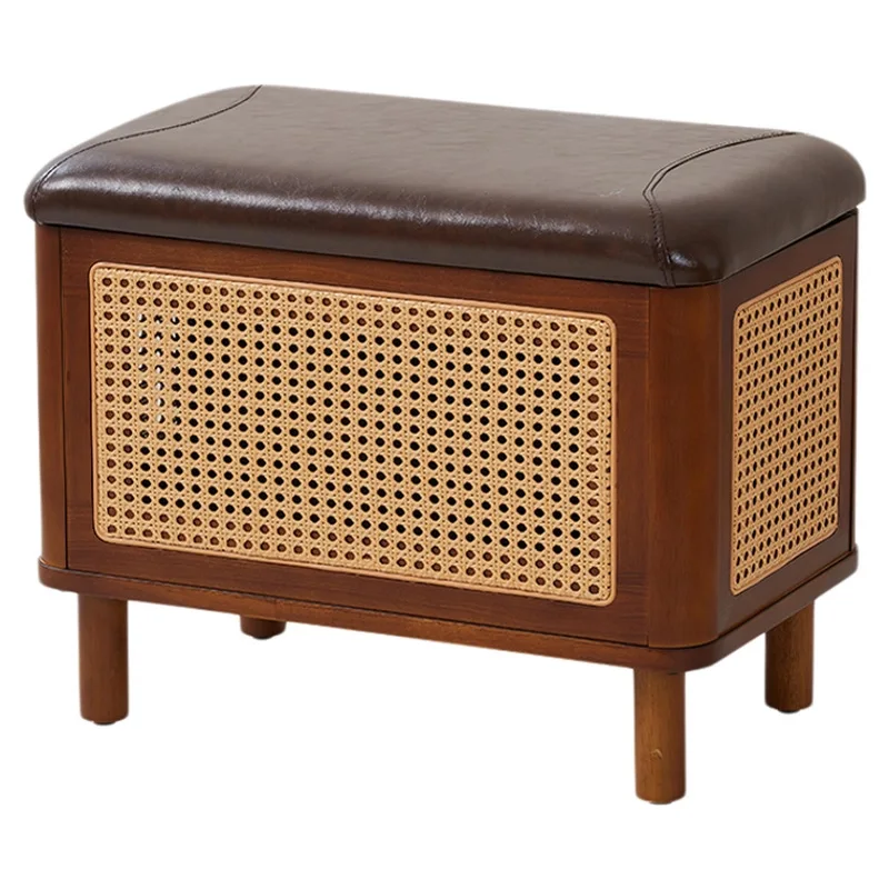 The entrance to the , solid wood shoe stool, door soft-wrapped shoe , rattan bench, stool, can be sitting and stored