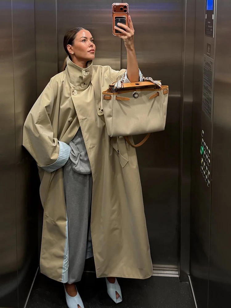Women Autumn Windbreaker Full Sleeve Lapel Single Breasted Pockets Solid Long Female Coat Chic Lady Streetwear 2026