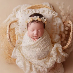 Newborn Photography Props Baby Photo Wool Wrapping Cloth Blanket Decoration Boys Girls Studio Photoshoot Wool Wrap Accessories