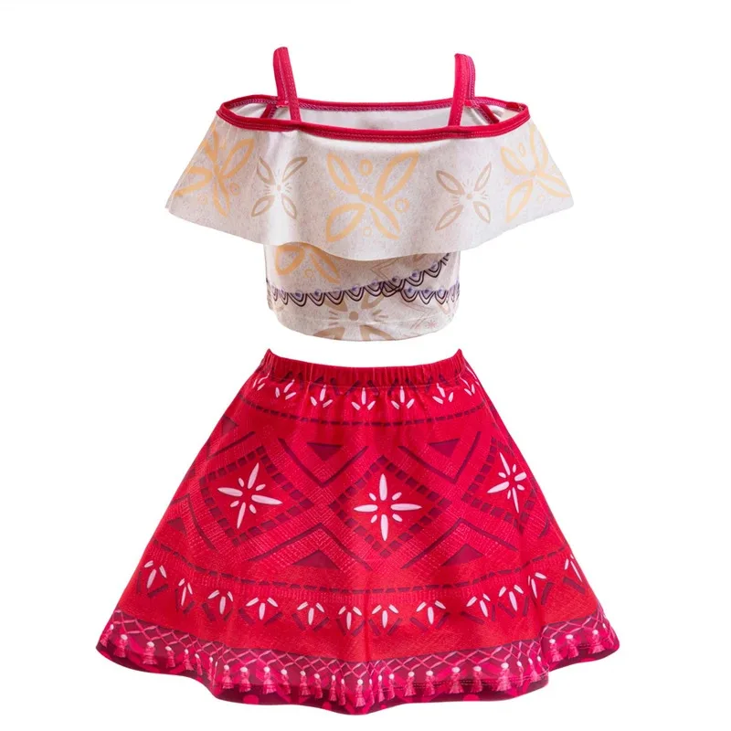 Summer 2025 New Princess Moana Girls Swimsuits Vacation Children's Swimwear Holiday Party Kids Beach Bikini Two-piece Swimsuit