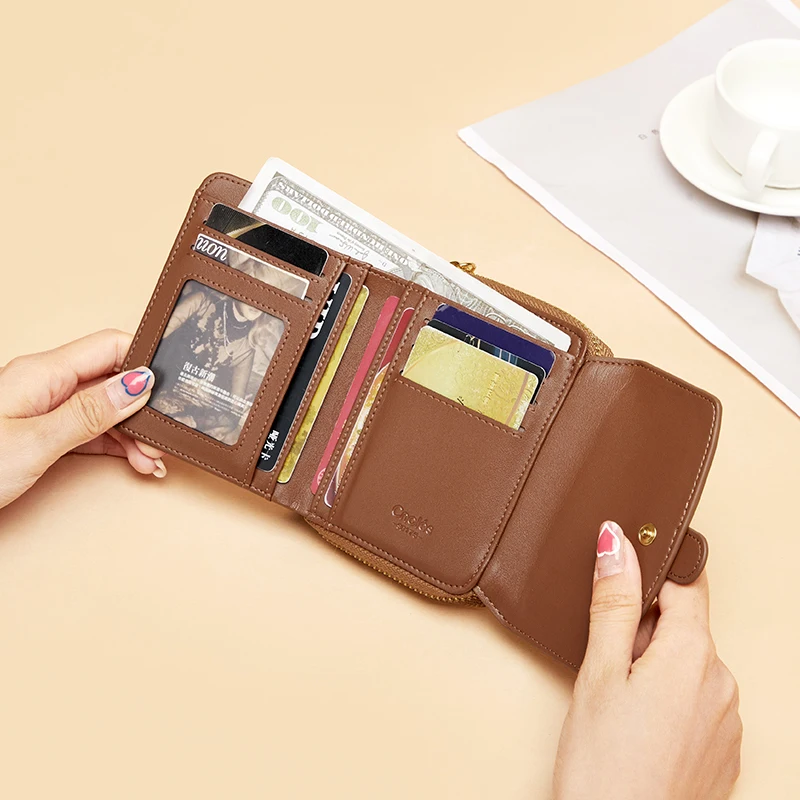 Cnoles Women Wallets Coin Purse Mini Card Holder Fashion Multifunction Cowhide Lady Money Bag Coin Packet