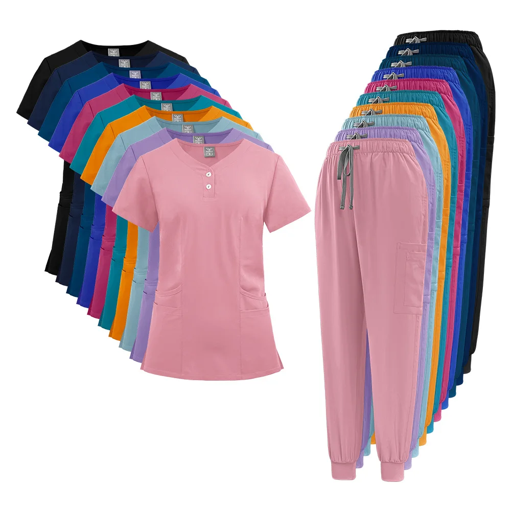 simple-solid-color-scrub-set-multiple-colors-available-nurse-uniform-dental-and-medical-aesthetic-surgery-doctor-workwear