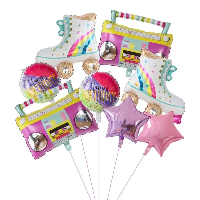 1 Set Radio Roller Skates Foil Balloons 4d Helium Ballon For 90s Party Happy Birthday Baby Shower Decoration Air Globos Kids Toy