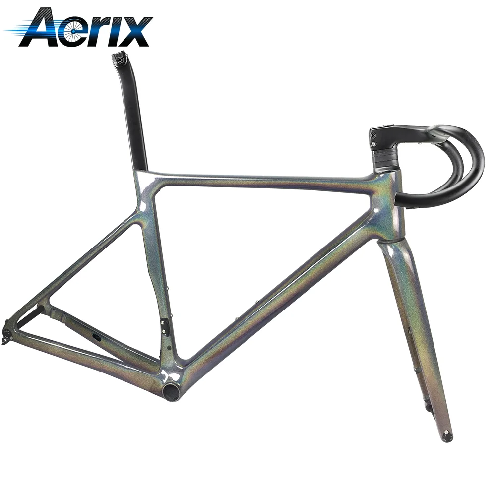 New 2026 T1100 Carbon Road Bike Frame Set Includes Handlebar BB86 Bottom Bracket 700x38C Tire Clearance Disc Brake Frameset