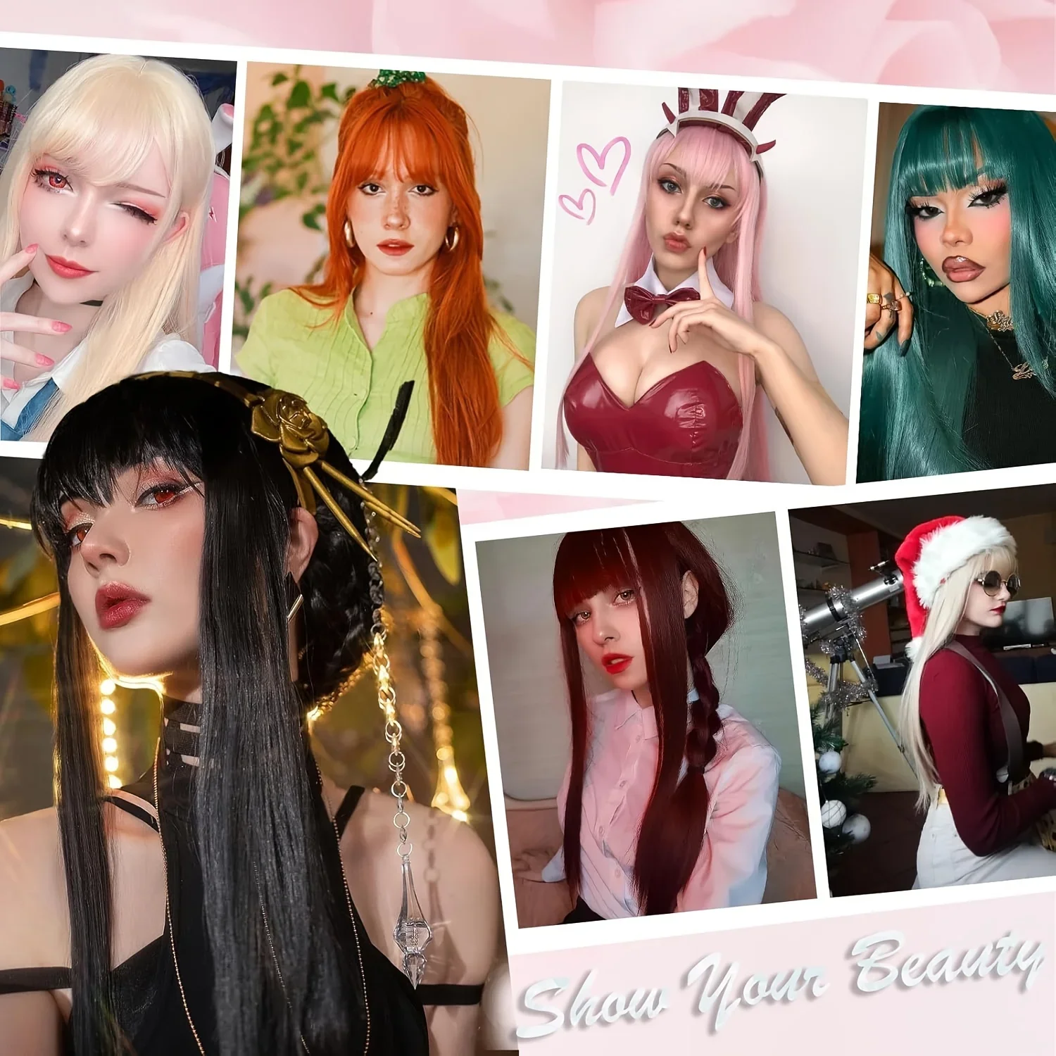 Women's Heat-Resistant Synthetic Wig: Long Split-Dye Straight Style with Bangs - Versatile for Cosplay, Party, Halloween & Daily