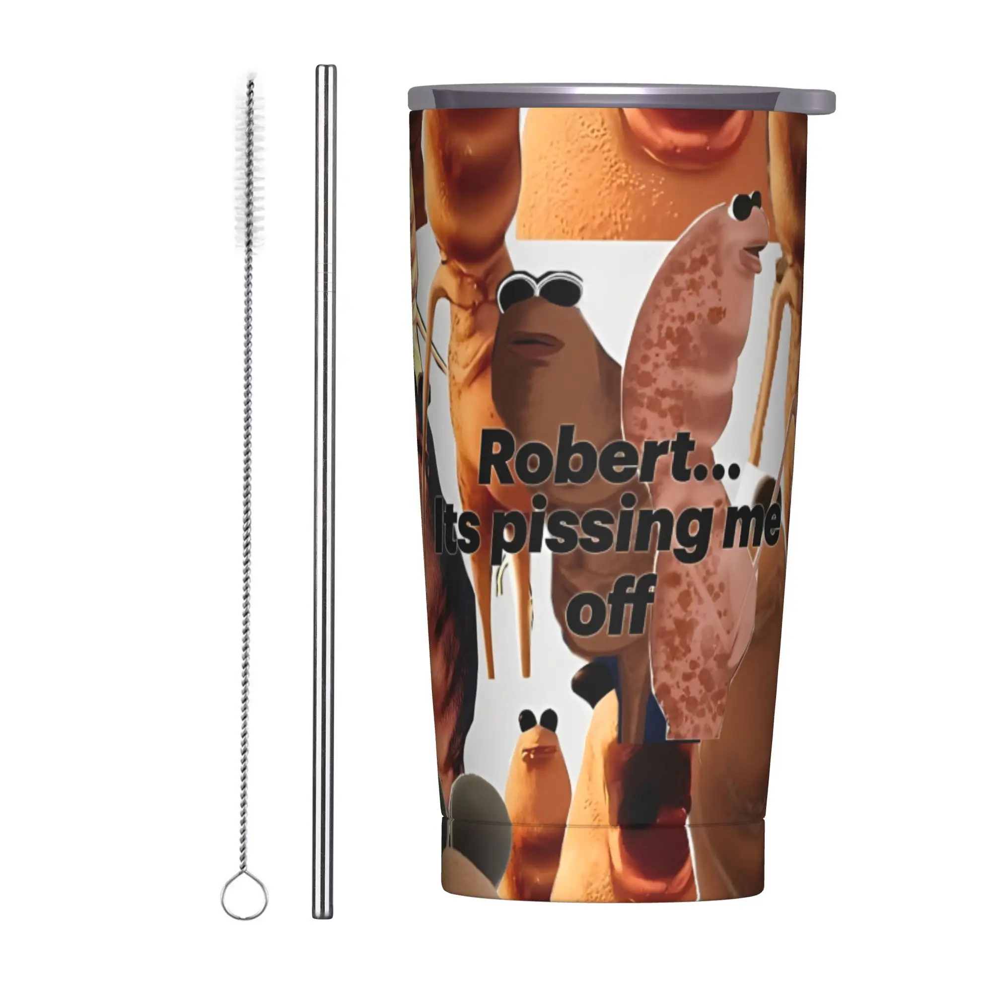 

Marcus the Worm Забавный мем-стакан с соломой Кружка из нержавеющей стали с двойными стенками и вакуумной изоляцией для холода или горячего, 20 унций