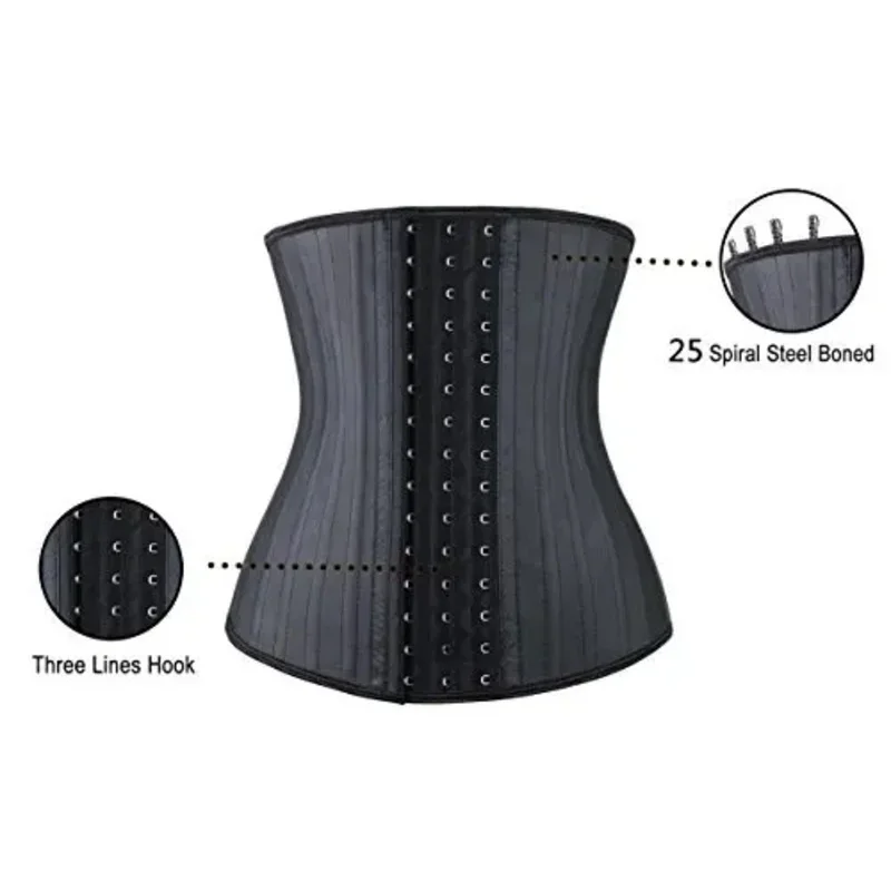 Entrenador de cintura de látex XXS, corsé para adelgazar el vientre, ropa interior, cinturón, faja moldeadora de cuerpo, correa de modelado, 25 cincher deshuesado de acero MN1