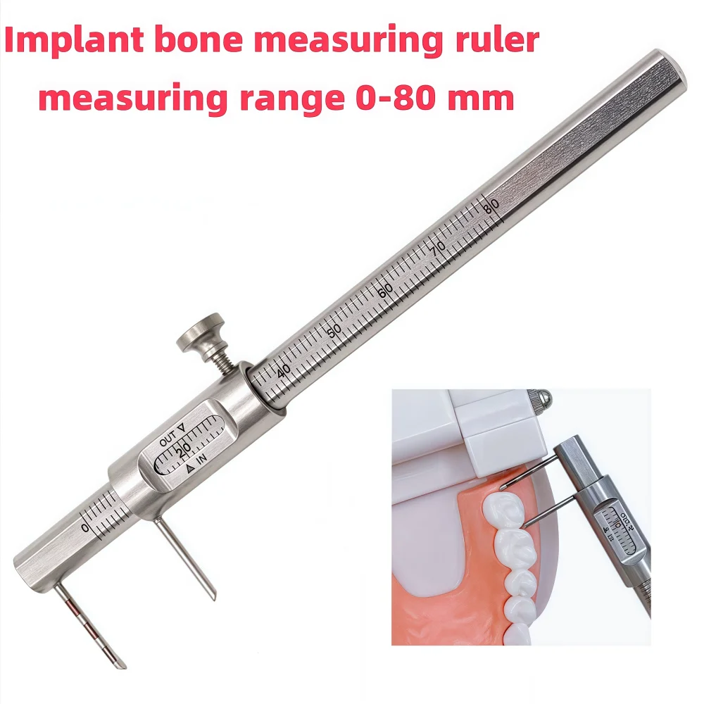 Règle de mesure orthodontique dentaire à double échelle, 0-80mm, pour implants, 1 pièce, instrument dentaire