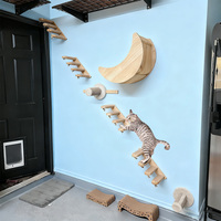Wall-Mounted Cat Activity Wall Wooden Perch Shelves Sisal Scratching Posts & Cat Hammock Cat Wall Furniture for Climbing Resting