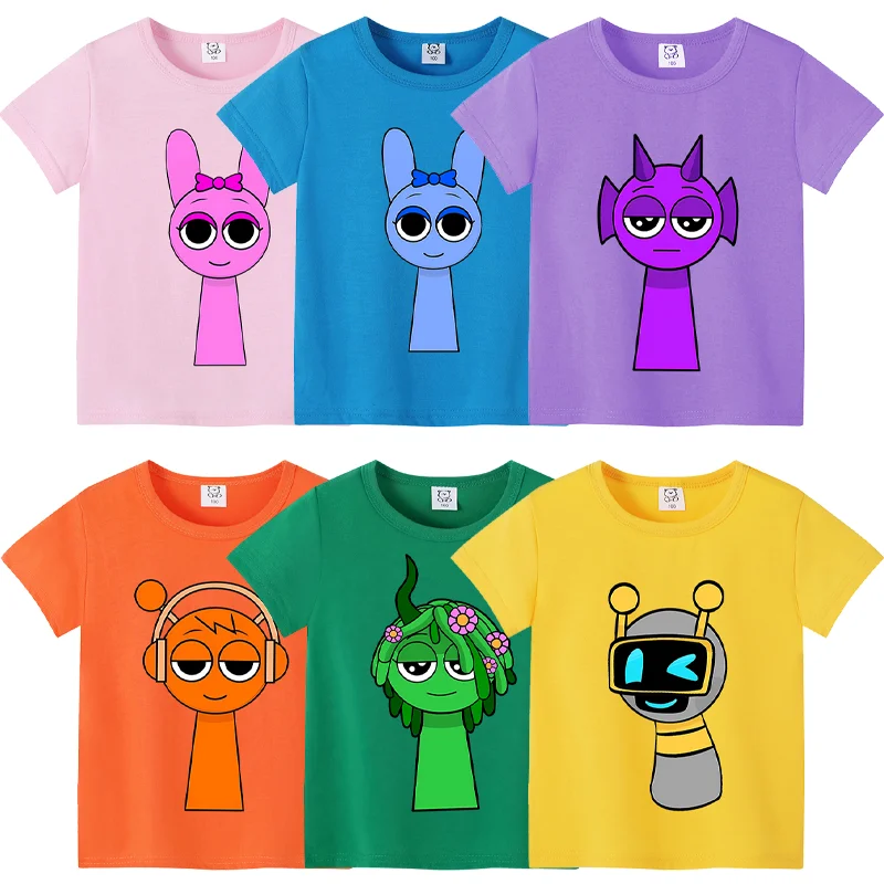 

Sprunki Children Summer T-shirt Game Cotton Clothing Incredibox Short Sleeve Tops Boy Anime Cute Fashion Tee Girl Casual Clothes